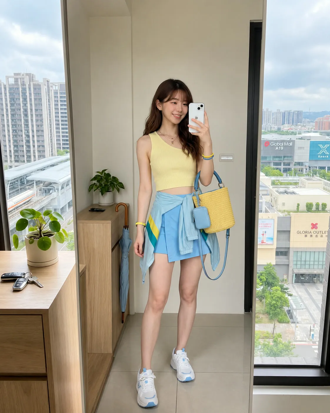 Skyline Energy: Asymmetric Yellow Tank & Tennis Skort