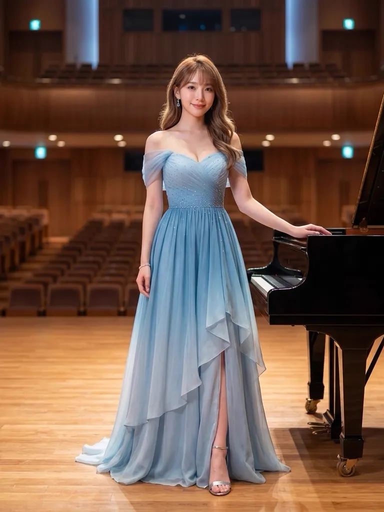 Glacier Mist Blue Ombre Gown: Celestial Stage Romance