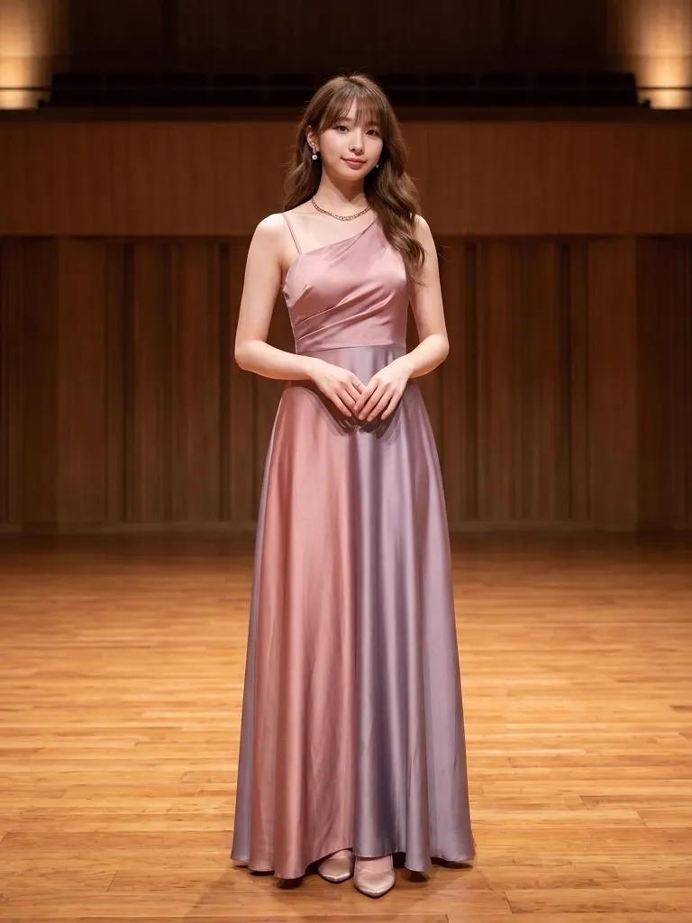 Dusty Rose & Muted Lilac Draped Silk Gown
