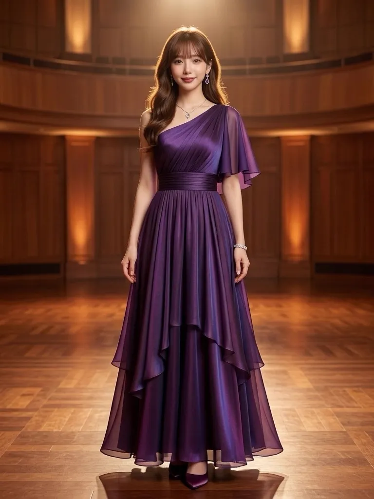 Starry Violet Symphony: Spirited Grace Stage Gown