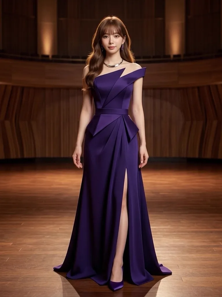 Starry Violet Sculptural Stage Gown