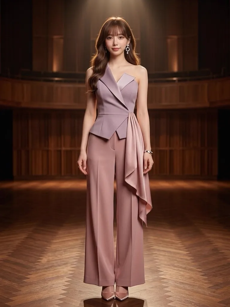 Asymmetrical Stage Elegance in Muted Lilac & Dusty Rose